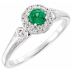 Emerald & Diamond Halo-Style Ring alebo neosadený